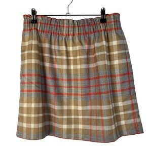 J. Crew Brown & Gray Plaid Sidewalk Wool Skirt 6
